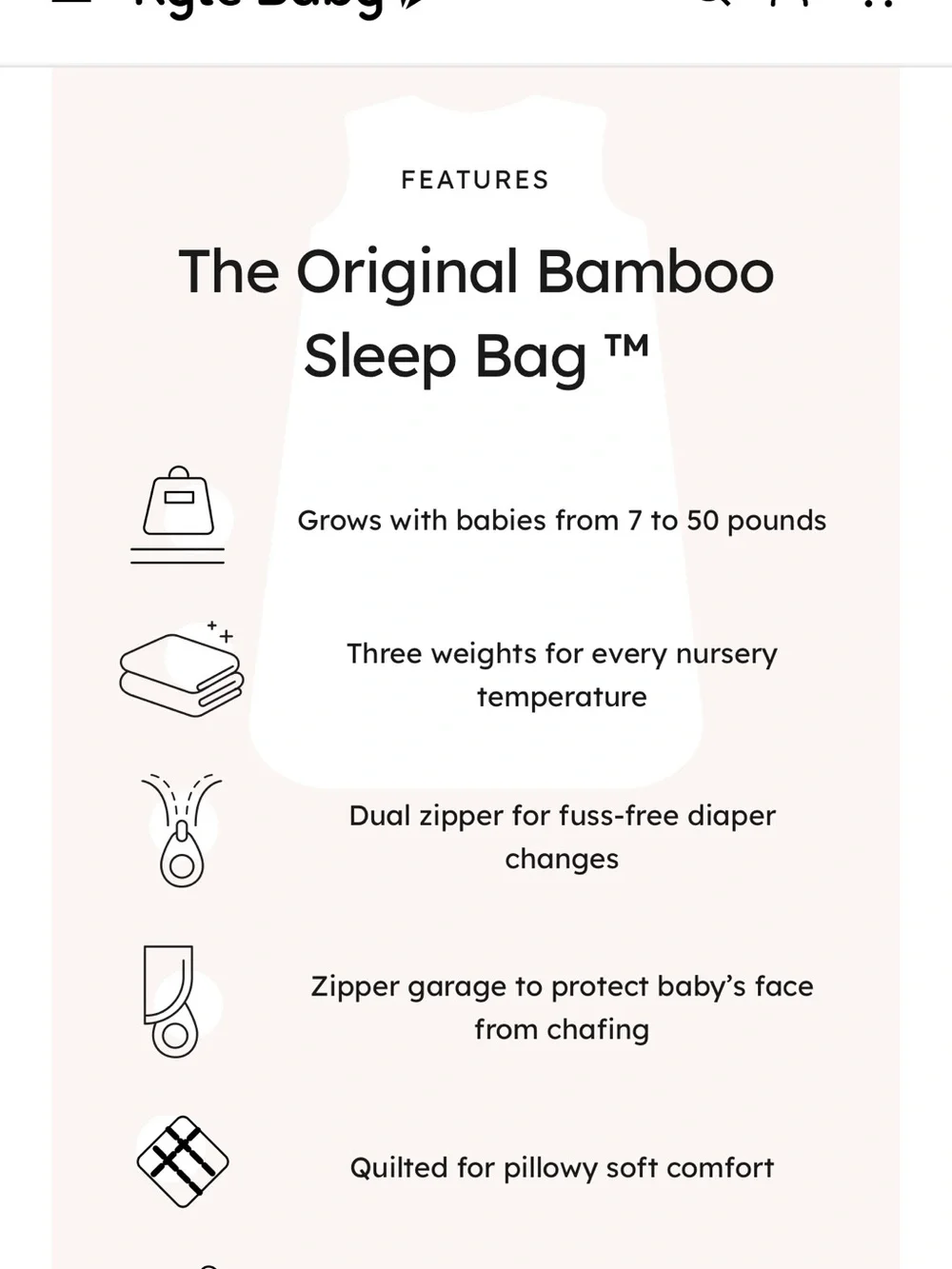 Kyte Baby Blush Sleep Sack Large 1.0 TOG